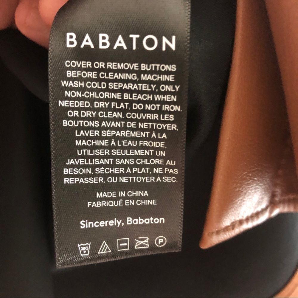 Babaton Vegan Leather Button Down Jacket Shirt Top - Picture 3 of 5